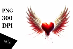 Digital Painting Heart with Wings PNG Product Image 1
