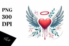 Digital Painting Heart with Wings PNG Product Image 1
