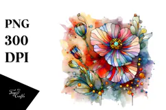 Colorful Stained Poppy PNG Product Image 1