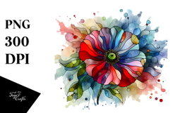 Colorful Stained Poppy PNG Product Image 1
