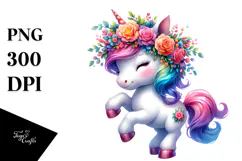 Cute Baby Unicorn Dancing, PNG Product Image 1