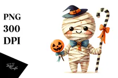 Retro Halloween Cute Mummy's PNG Product Image 1
