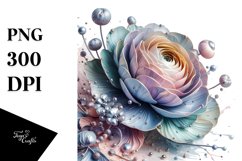 Abstract Pastel Glossy Ranunculus with Inserts | Clipart Product Image 1