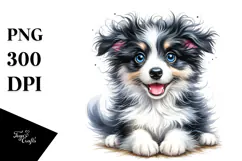 Watercolor Baby Border Collie PNG Product Image 1