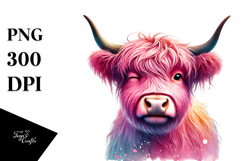 Heart-Sign Cow Watercolor Painting PNG Product Image 1