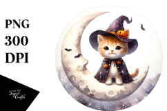 Cute Baby Kitten on Moon, High-Res PNG Product Image 1