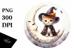 Cute Baby Kitten on Moon, High-Res PNG Product Image 1