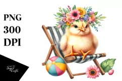 Watercolor Young Chicken | Flowers Beach Chair | Watercolor Product Image 3