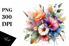 Abstract Watercolor Bouquet Gold Foil Clipart Product Image 1