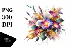 Abstract Watercolor Bouquet Gold Foil Clipart Product Image 3