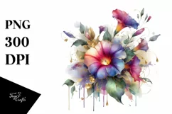 Abstract Watercolor Bouquet Gold Foil Clipart Product Image 1