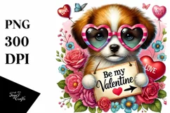 Puppy with Heart Shaped Sunglasses PNG Product Image 1