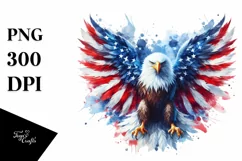 Watercolor Patriotic Bald Eagle | USA Flag Collors | Product Image 1