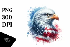 Watercolor Patriotic Bald Eagle | USA Flag Collors | Product Image 1