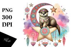 Colorful Boho Otter on Star PNG Product Image 1