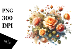 Colorful Watercolor with Small Orange Roses | Sublimation Product Image 1