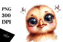 Funny Baby Chicken with Popping Eyes PNG Product Image 1