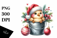 Cute Chicken with Santa Hat PNG Product Image 1