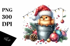 Whimsical Cute Chiken with Santa Hat PNG Product Image 1