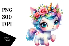 Cute Unicorn Playing with Cool Haircut PNG Product Image 1