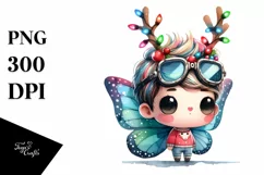 Vibrant Baby Butterfly with Christmas Hat, High-Res PNG Product Image 1