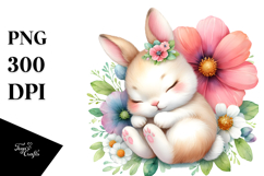 Colorful Cute Baby Bunny Sleeping | Sublimation Clipart Product Image 1