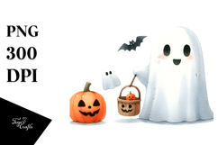 Simple Funny Halloween Ghost Clipart Product Image 1