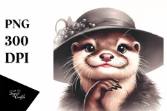 Funny Otter Portrait Vintage Look | Sublimation Clipart Product Image 3