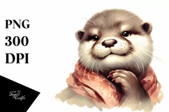 Funny Otter Portrait Vintage Look | Sublimation Clipart Product Image 3