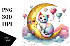 Cat on Half Moon PNG Product Image 1
