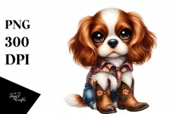 Watercolor Baby Cavalier King Charles Spaniel Clipart Product Image 1
