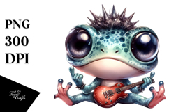 Baby Frog with Rocker Look, Watercolor PNG Product Image 1