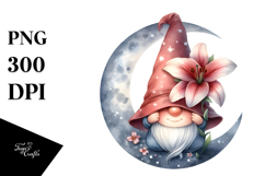 Watercolor GNOME with Lily PNG Product Image 1