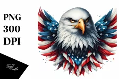 Watercolor Detailed Patriotic Bald Eagle | USA Flag Collors Product Image 3