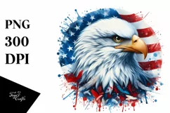 Watercolor Detailed Patriotic Bald Eagle | USA Flag Collors Product Image 1