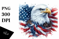 Watercolor Detailed Patriotic Bald Eagle | USA Flag Collors Product Image 1