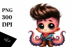 Watercolor Baby Octopus Big Eyes, Cowboy Boots | Sublimation Product Image 3