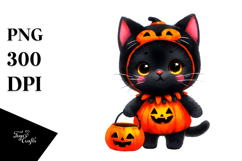Vibrant Drawing Cute Baby Black Cat | Sublimation Clipart Product Image 1