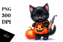 Vibrant Drawing Cute Baby Black Cat | Sublimation Clipart Product Image 1
