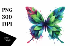 Abstract Vibrant Butterfly with Leaf Body PNG Product Image 3