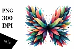 Abstract Vibrant Butterfly with Leaf Body PNG Product Image 3