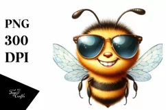 Funny Cute Bee Portrait Smiling Sunglasses | Sublimation Product Image 1