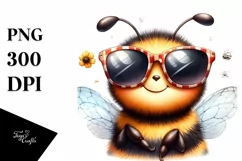 Funny Cute Bee Portrait Smiling Sunglasses | Sublimation Product Image 3