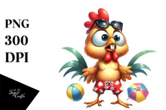 Funny Baby Rooster with Beachwear Clipart Product Image 1