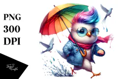 Cute Baby Dove with Umbrella, High-Quality PNG Product Image 1