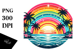 Retro Tropical Rainbow Sunset, 20 oz Tumbler Product Image 1