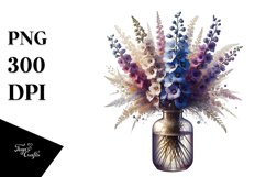 Abstract Bottle Filled with Large Delphinium | Clipart Product Image 1