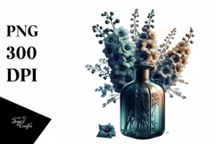 Detailed Bottle Filled with Large Delphinium | Sublimation | Product Image 3