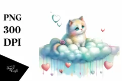 Colorful Cat on Cloud, Transparent PNG Product Image 1