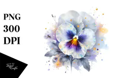 Golden Pansy with Watercolor Splash, PNG Product Image 1